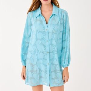 Lilly Pulitzer Bellevue Blue Sheer Textured Coverup